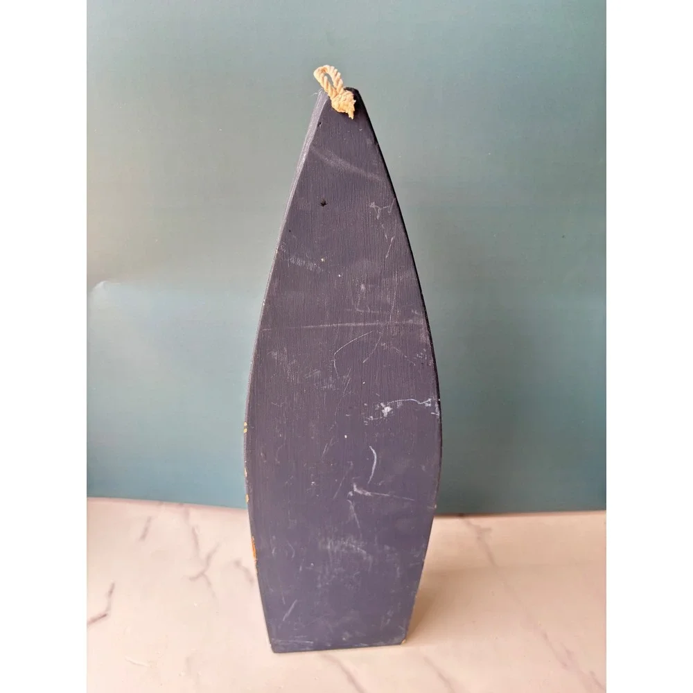 Wooden Boat Shelf Nautical Navy Blue Wall Decor Canoe Display 15.5 Inch